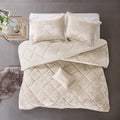 4 Pcs Velvet Comforter Set With Throw Pillow Twin Twin Xl Twin Champagne Polyester