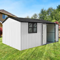 Metal Garden Sheds 10Ftx12Ft Outdoor White Black With Window White Black Metal