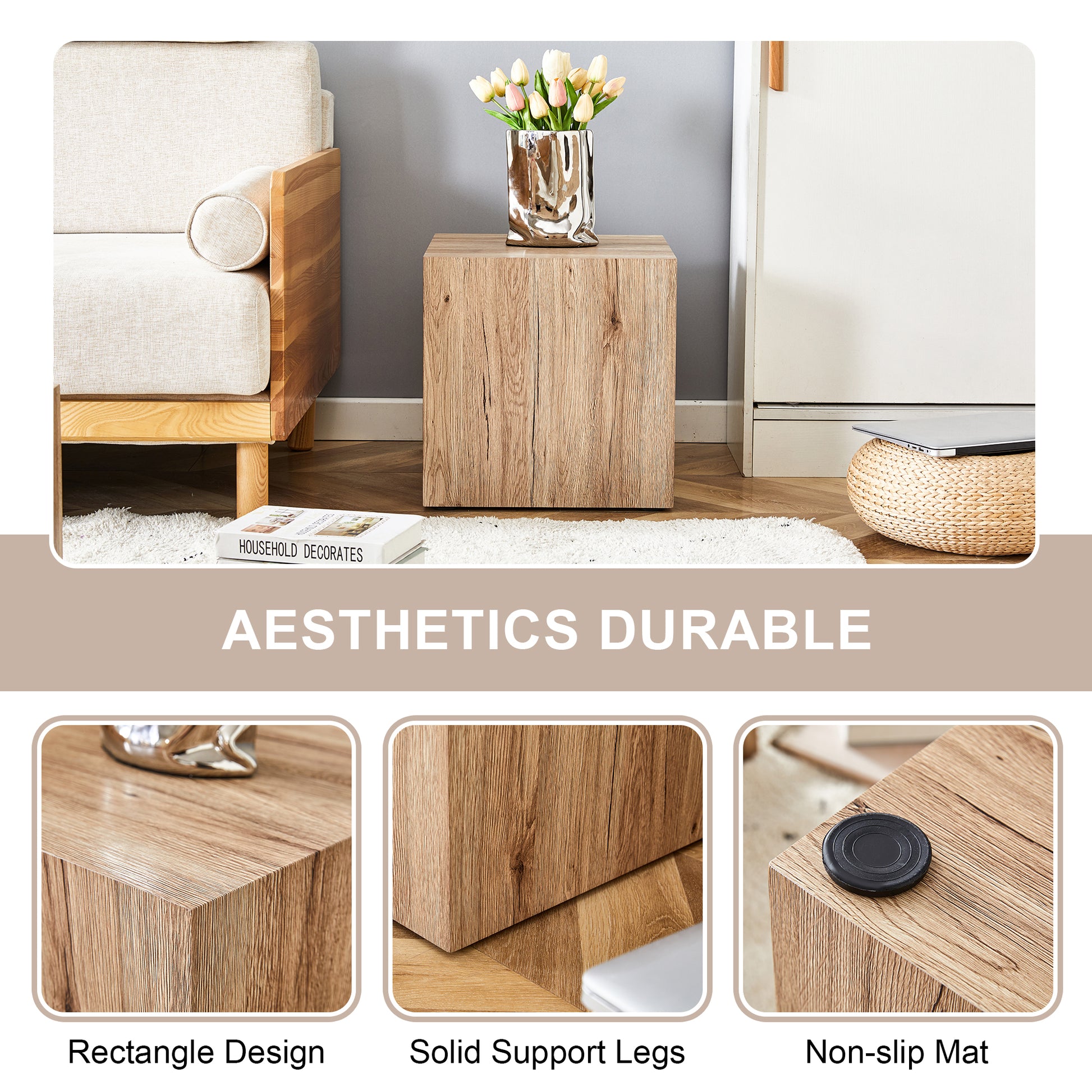 Elevate Your Living Space With This Modern Mdf Coffee Table That Showcases Smooth, Light Wood Color Texture Patterns. It Is Characterized By Stylish Design. Wood Mdf