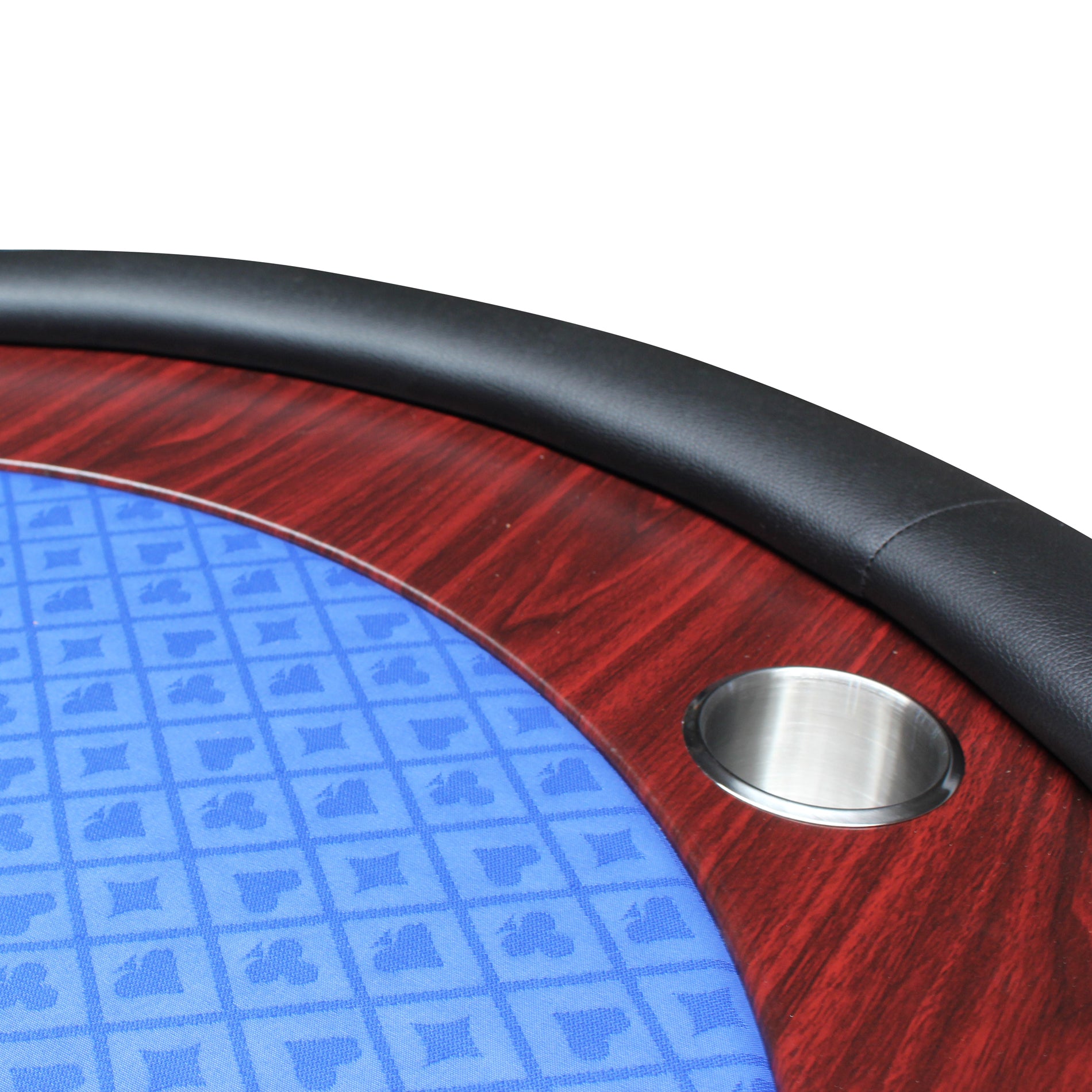 96" Light Series Foldable Poker Table With Wooden Racetrack Felt Stainless Legs Cup Holders Blue Blue Primary Living Space Modern Wood Stainless Steel