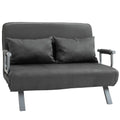Homcom Convertible Sofa Bed Sleeper Chair, 5 Position Adjustable Backrest, Armchair Sleeper With Pillows, Leisure Chaise Lounge Couch, Gray Grey Steel 2 Seat