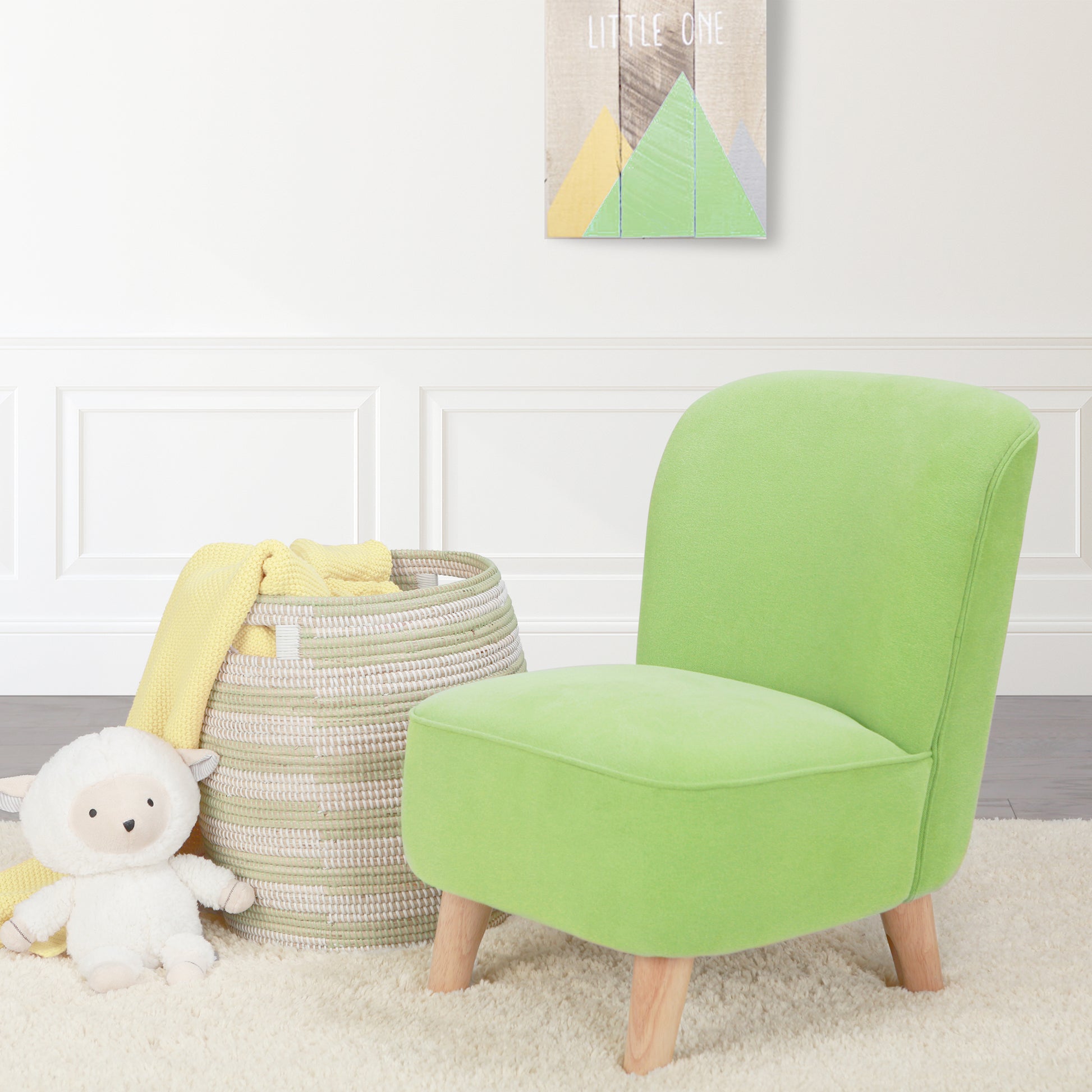 Juni Kids Chair In Green Apple Green Fabric