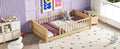 Twin Size Floor Platform Bed With Built In Book Storage Rack,Natural Twin Natural American Design Pine