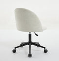 White Boucle Office Chair Desk Chair, Mid Back Adjustable Swivel Computer Chair With Black Legsmodern Upholstered Desk Chair With Wheels White Black Foam Polyester Blend