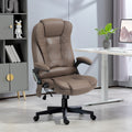 Homcom 6 Point Vibrating Massage Office Chair With Heat, Microfiber High Back Executive Office Chair With Reclining Backrest, Padded Armrests And Remote, Dark Brown Brown Polyester