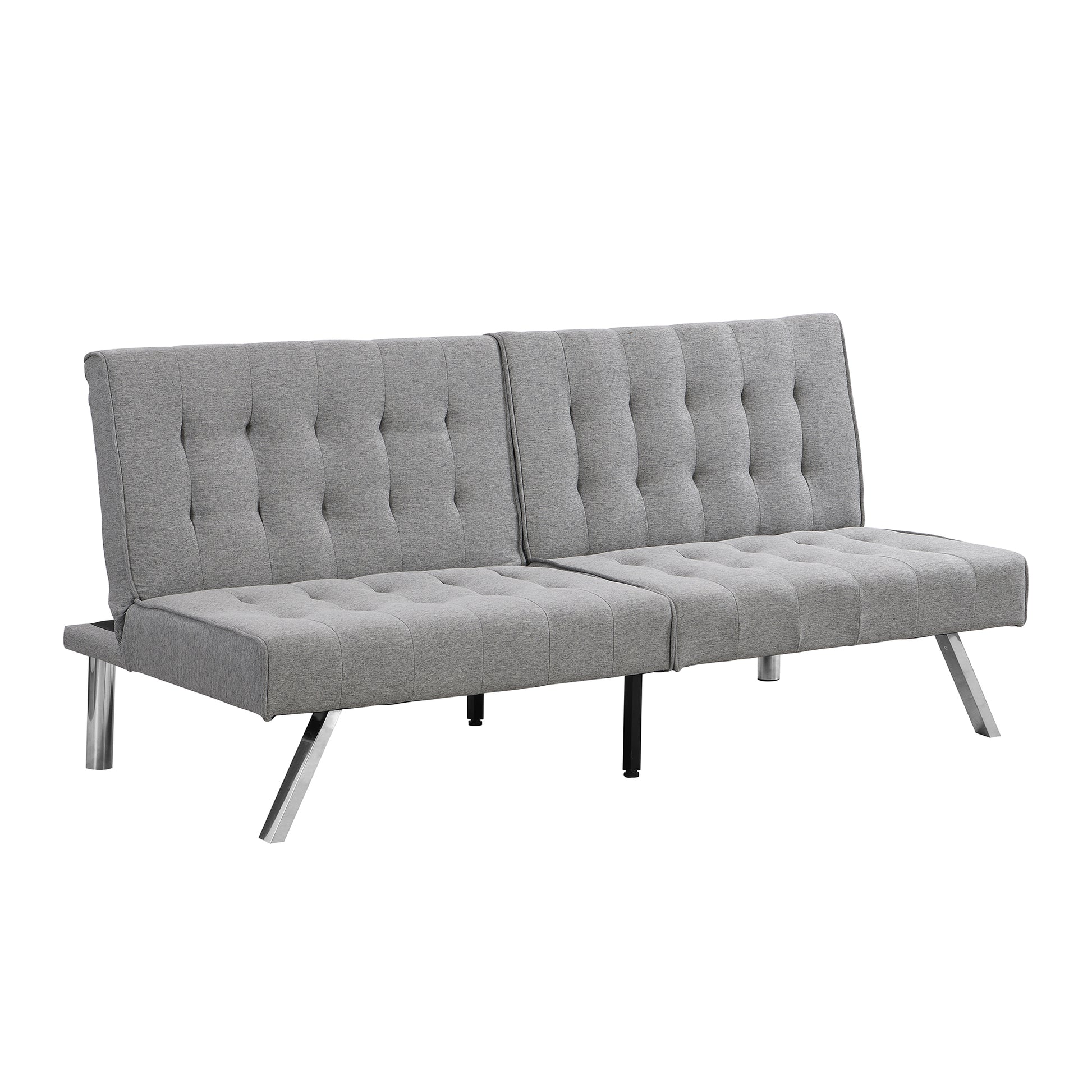 Wood Frame, Stainless Leg, Futon, Sofa Bed Grey Grey Fabric 2 Seat