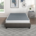 Eastern King Mattress Foundation 1Pc Black Metal Frame With Textured Fabric Cover King Black Bedroom Metal