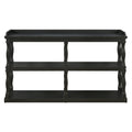 Console Table With 3 Tier Open Storage Spaces And Roman Column Effect Support Legs,Narrow Sofa Entry Table For Living Room, Entryway And Hallway Black Black Primary Living Space Floor Mount Console Tables Glossy Mdf Mdf