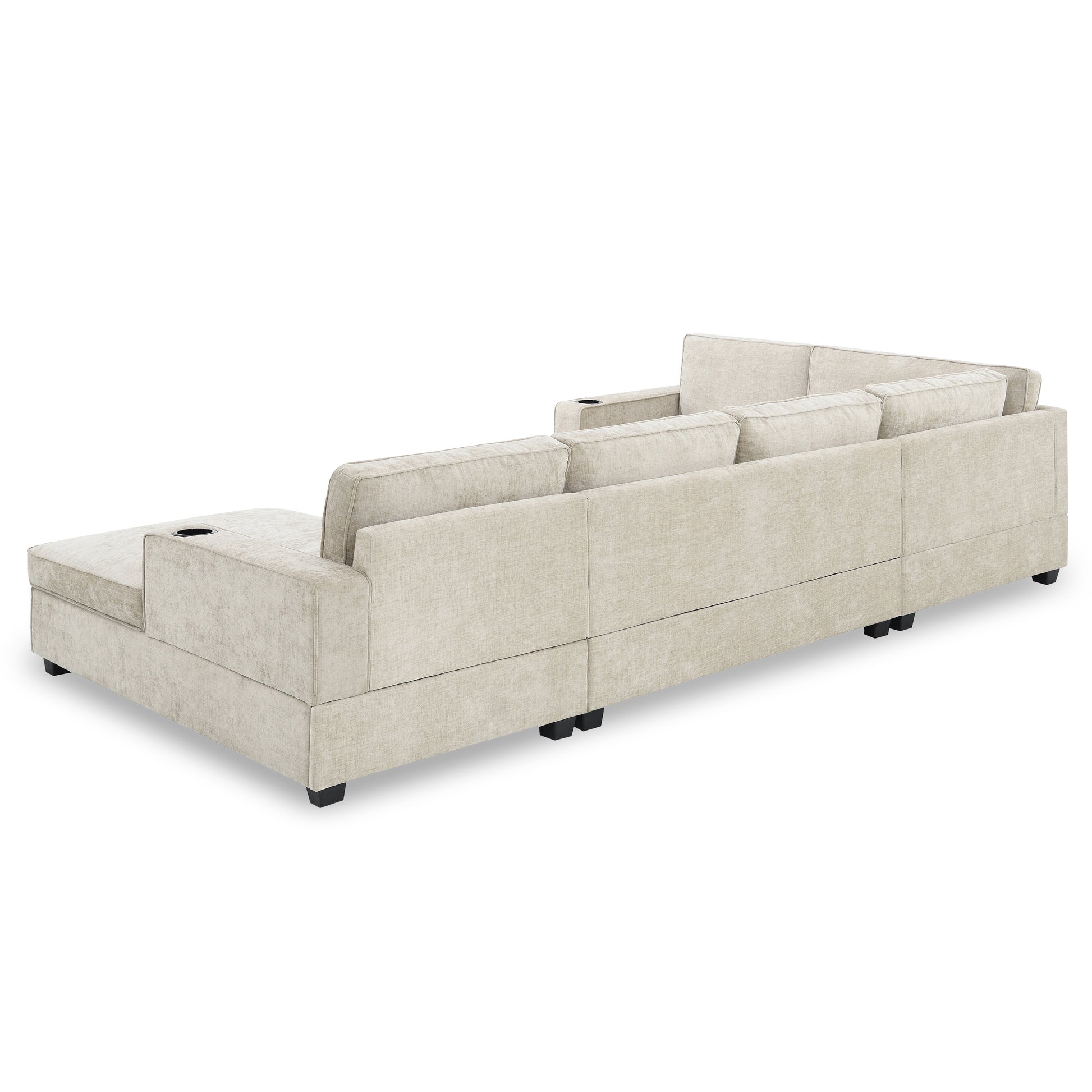 119*67" U Shaped Sectional Sofa,6 Seat Chenille Couch Set With Oversized Chaise Lounge,Irregular Corner,Deep Seat Comfy Sofa With Cup Holders For Living Room,Apartment,2 Colors Beige Chenille 6 Seat