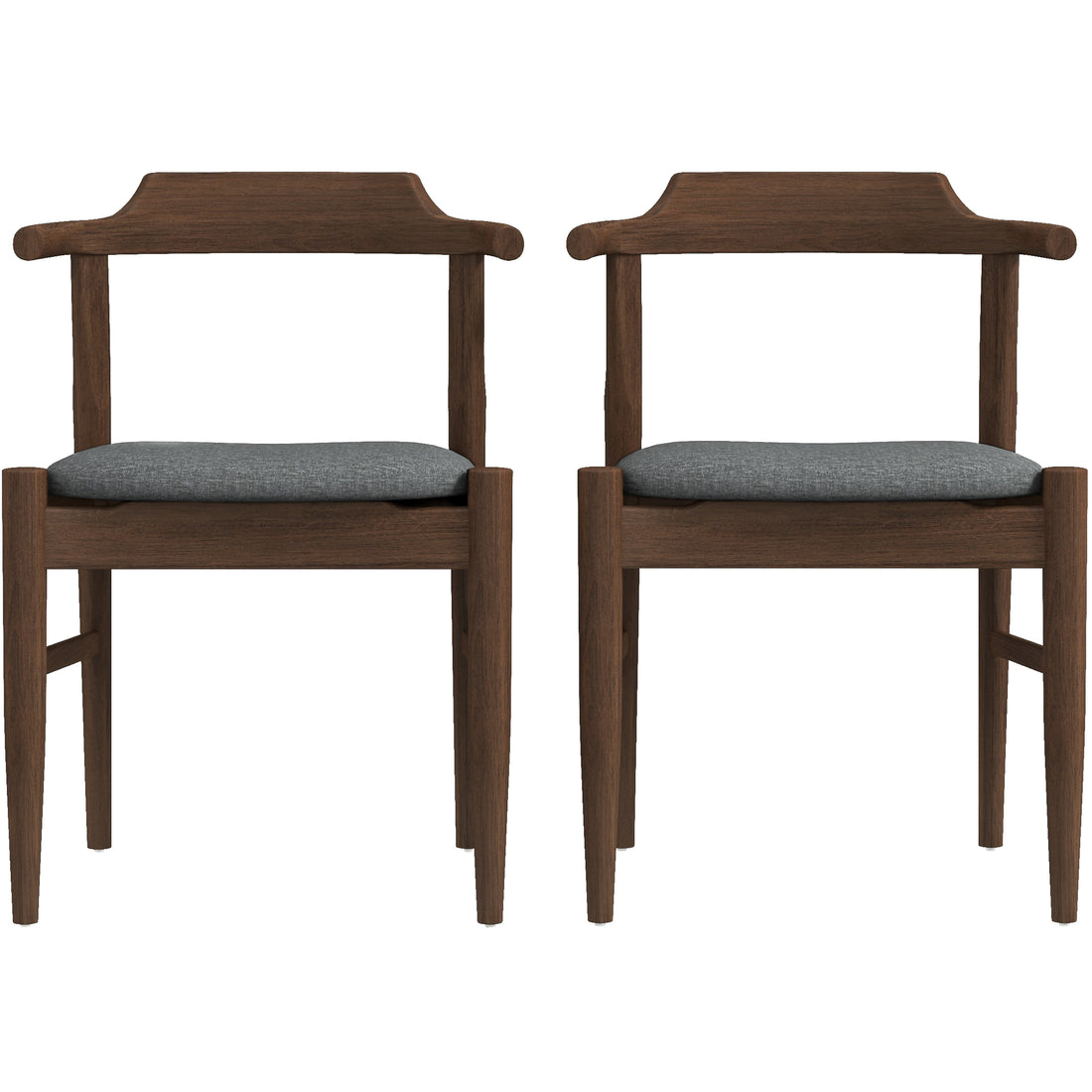 Daisy Gray Fabric Dining Chair Set Of 2 Solid Brown,Gray Brown Dining Room Foam Wipe Clean Mid Century Modern Dining Chairs Foam Fabric,Solid Wood