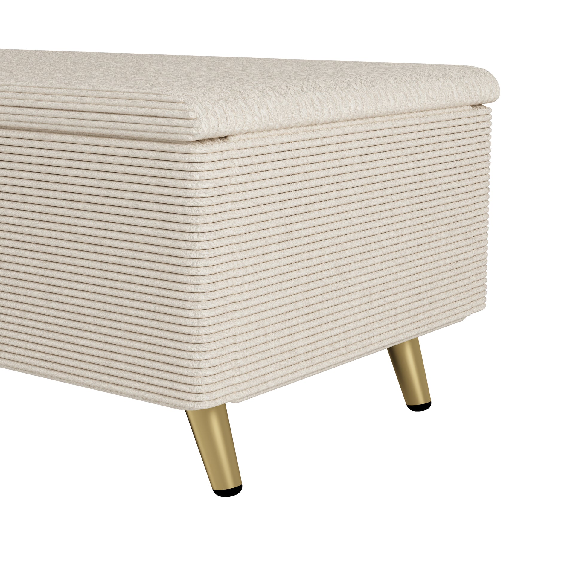 2 Pieces Bedroom Sets Queen Size Upholstered Bed Frame, Modern Corduroy Storage Ottoman,Beige Queen Beige 2 Piece Set Solid Wood Mdf