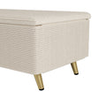 Modern Corduroy Upholstered Ottoman With Metal Legs, Storage Bench For Bedroom,Living Room,Beige Beige Polyester Solid Wood Mdf