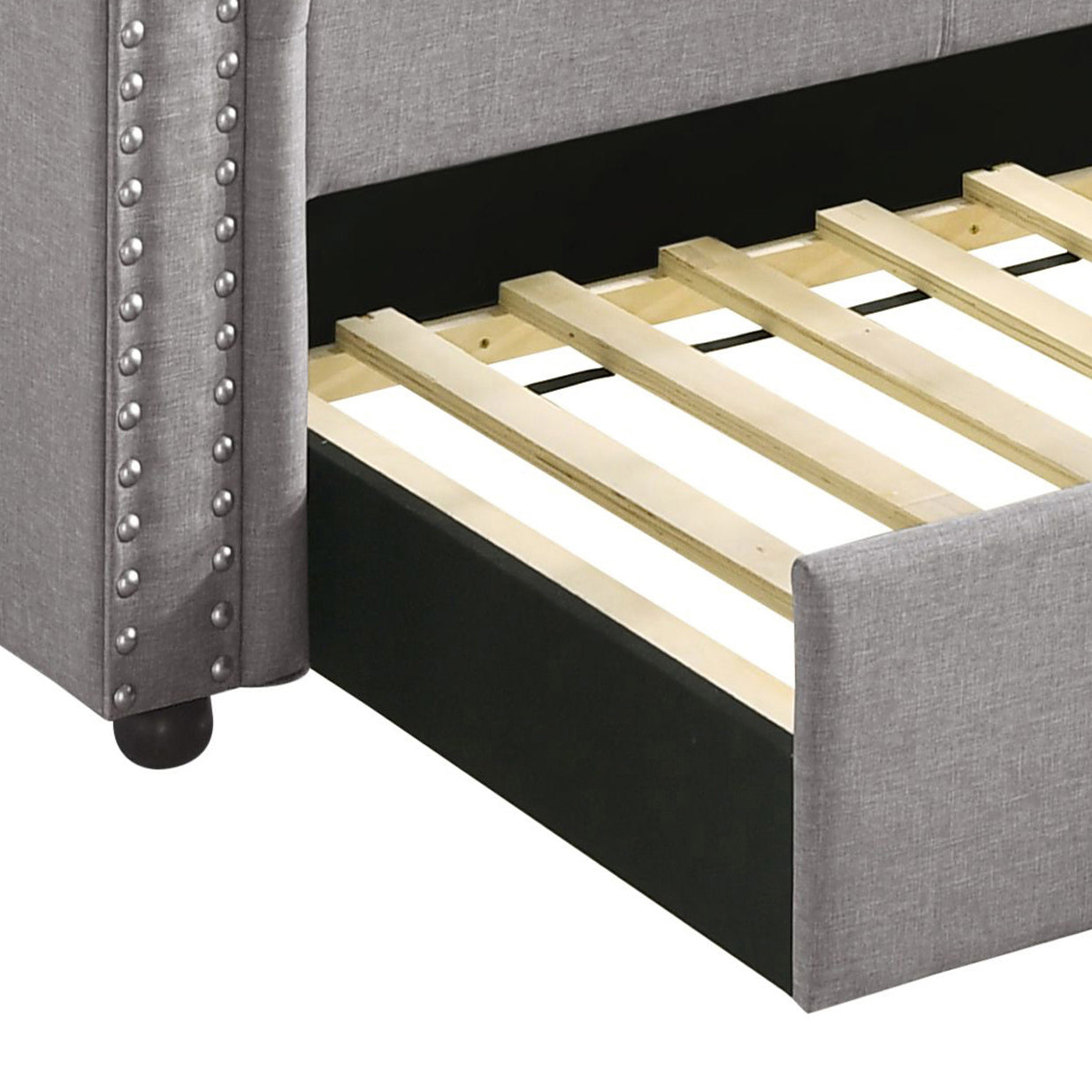 Smoke Grey Twin Daybed With Trim Twin Smoke Grey Wood Bedroom Rubberwood Wood Fabric