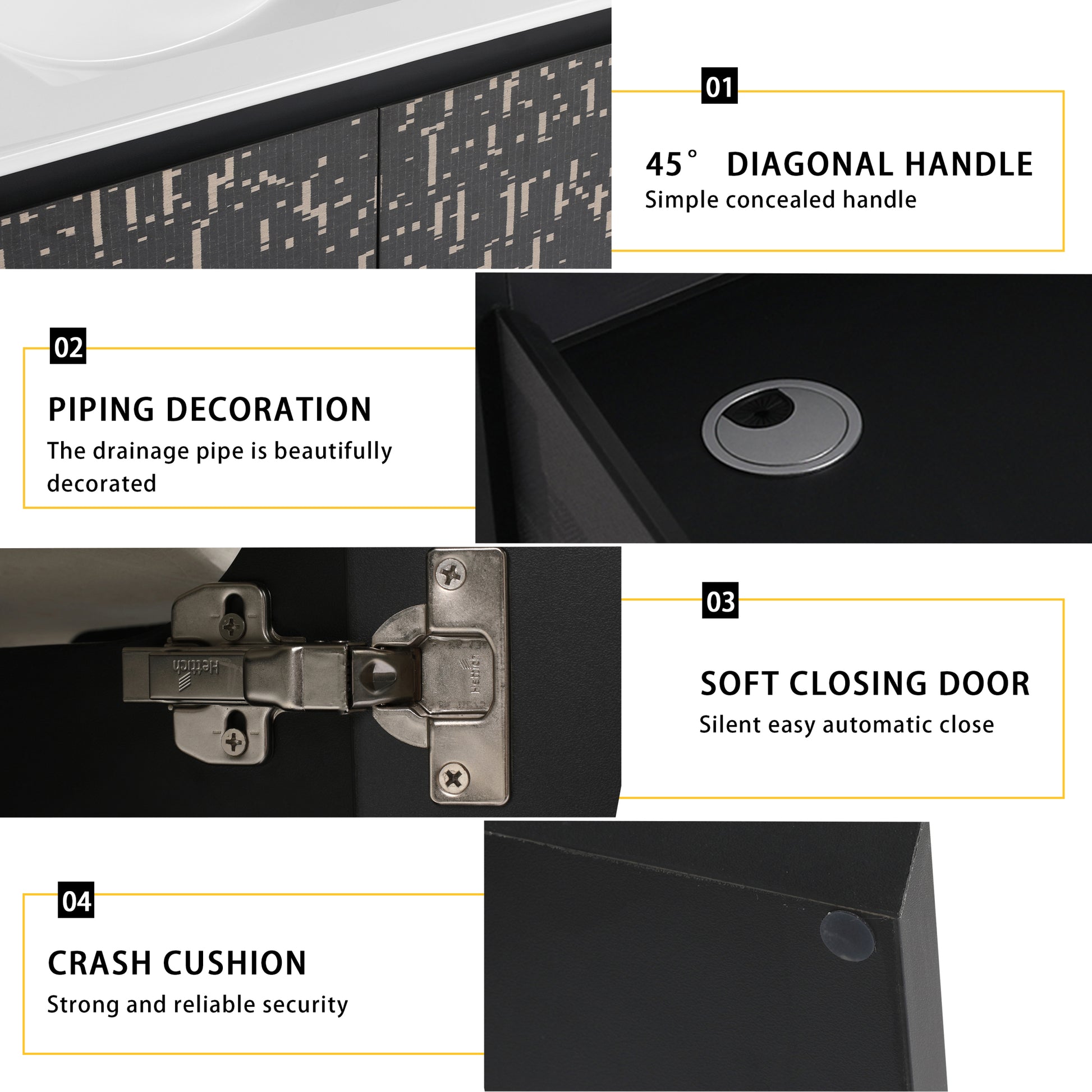 30'' Floating Wall Mounted Bathroom Vanity With Ceramics Sink & Soft Close Cabinet Door, Kd Package Black Bathroom Modern Plywood