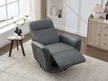 Swivel Glider Recliner Chair, 270 Power Recliner Rocking Chair Nursury Chair For Living Room Bedroom Apartment Dark Grey Faux Leather