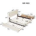Queen Size Upholstered Platform Bed With Trundle And Drawers, Beige Queen Beige Upholstered