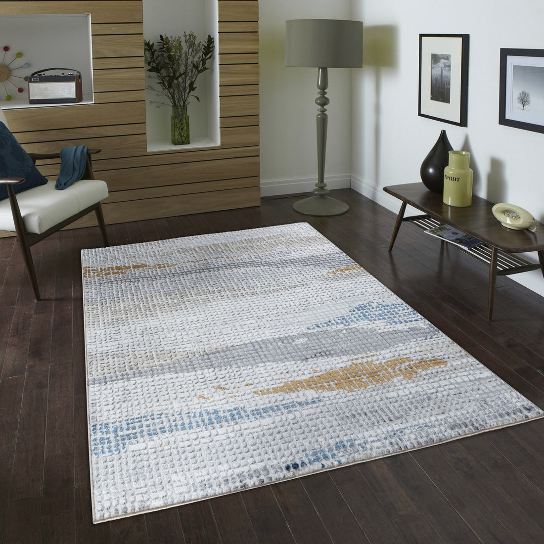 Textures Gc Art2002 Multi 2 Ft. 7 In. X 7 Ft. Area Rug White Polyester