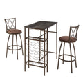 3 Piece Bar Steels Kitchen Dining Room Table Set Retro Brown Bar Chair For Dining Room Antique Brown Seats 2 Brown Dining Room American Design,American Traditional,Antique Rectangular Metal & Wood Dining Table With Chair Metal & Wood