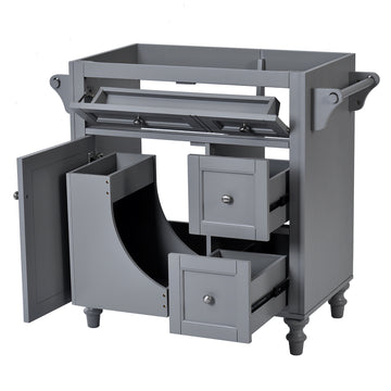 30'' Bathroom Vanity Without Top Sink, Modern Bathroom Storage Cabinet With 2 Drawers And A Tip Out Drawer Not Include Basin Grey Bathroom Modern Solid Wood Mdf