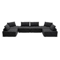 6 Piece Modular Sectional Couch, Oversized Sofa With Flexible Configuration, Ideal For Spacious Living Rooms, Entertainment Zones, And Open Spaces Black Color Black Chenille 6 Seat