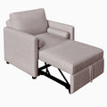 3 In 1 Convertible Sleeper Chair With Adjustable Backrest, Lounger Chair Turns Into Bed, Single Bed For Living Room, Linen, Tan Tan Linen