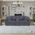 United We Win Corduroy Fabric, Two Cup Holders, Storage, Oversized Two Seat, Solid Wood Frame, High Quality Sponge Filling, Curved Placement Sofa Dark Gray Corduroy 2 Seat