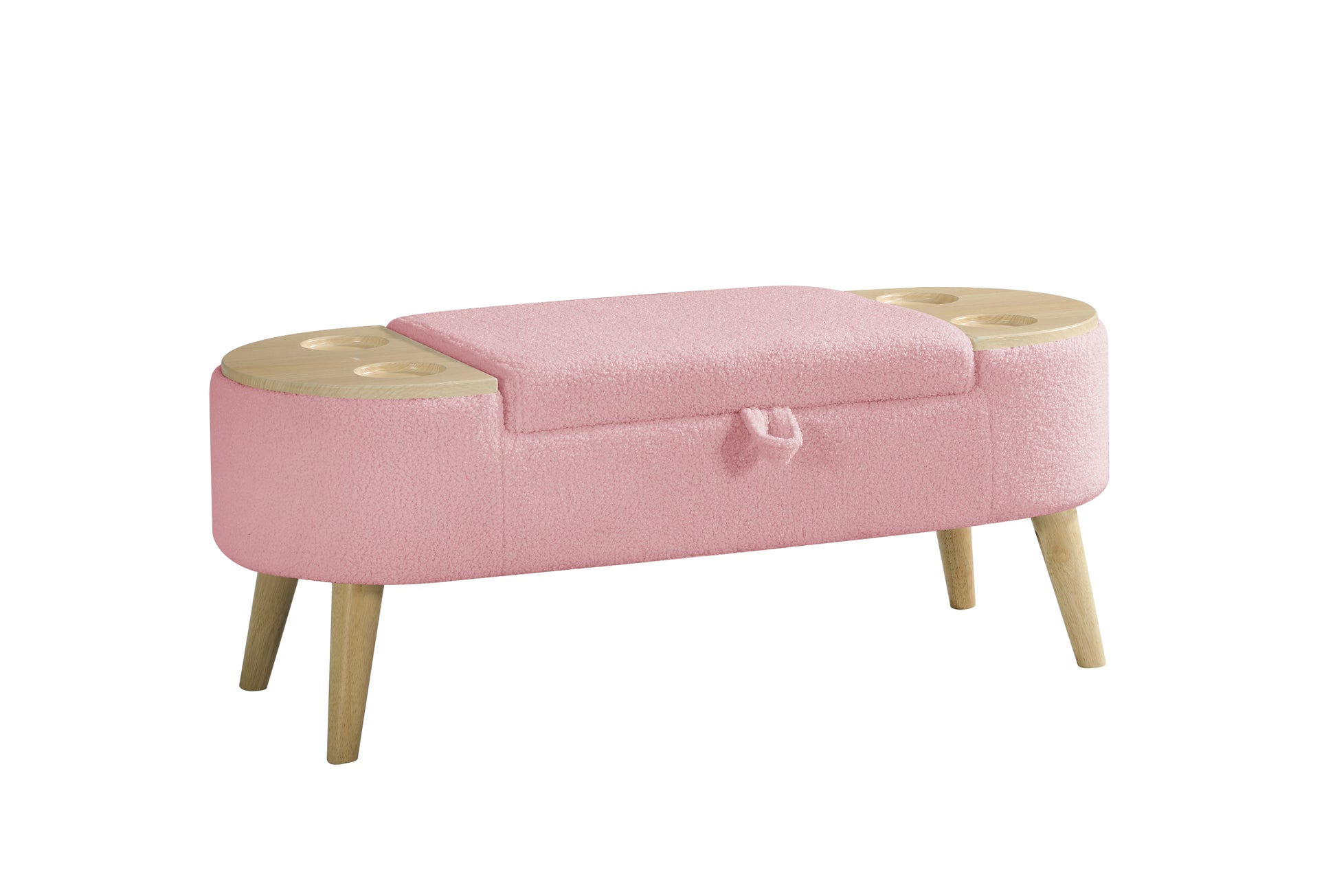 Ottoman Oval Storage Bench 3D Pile Fabric Bench With Large Storage Space For Living Room, Entryway And Bedroom Inpink Baskets White Primary Living Space Black Eucalyptus Wood Pink Step Stools & Step Ladders Cashmere Floral Contemporary Cubby Wool Fleece