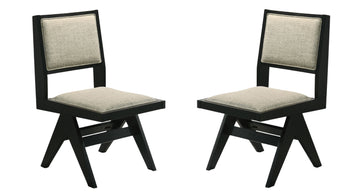 Contemporary Black Color 2Pc Dining Side Chairs Light Gray Fabric Upholstered Chairs Arms Dining Room Rubberwood Black Dining Room Contemporary Dining Chairs Rubberwood Solid Back Set Of 2
