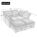 Mirod 126'' Versatile 6 Piece Modular Sofa Bed With Storage,Stylish Faux Double Layer Cushions,Comfortable & Durable Design,Perfect For Any Living Space Grey Polyester 6 Seat