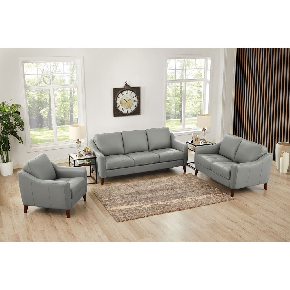 Ersa Leather Chair Silver Grey Memory Foam Genuine Leather