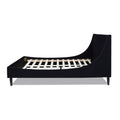 Aspen Vertical Tufted Headboard Platform Bed Set, Queen, Anthracite Black Velvet Box Spring Not Required Queen Anthracite Wood Foam Velvet Velvet