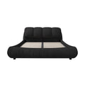 King Size Upholstered Platform Bed With Oversized Padded Backrest, Thickening Pinewooden Slats And Solid Wood Leg,Black Box Spring Not Required King Black Wood Pine Polyester Solid Wood