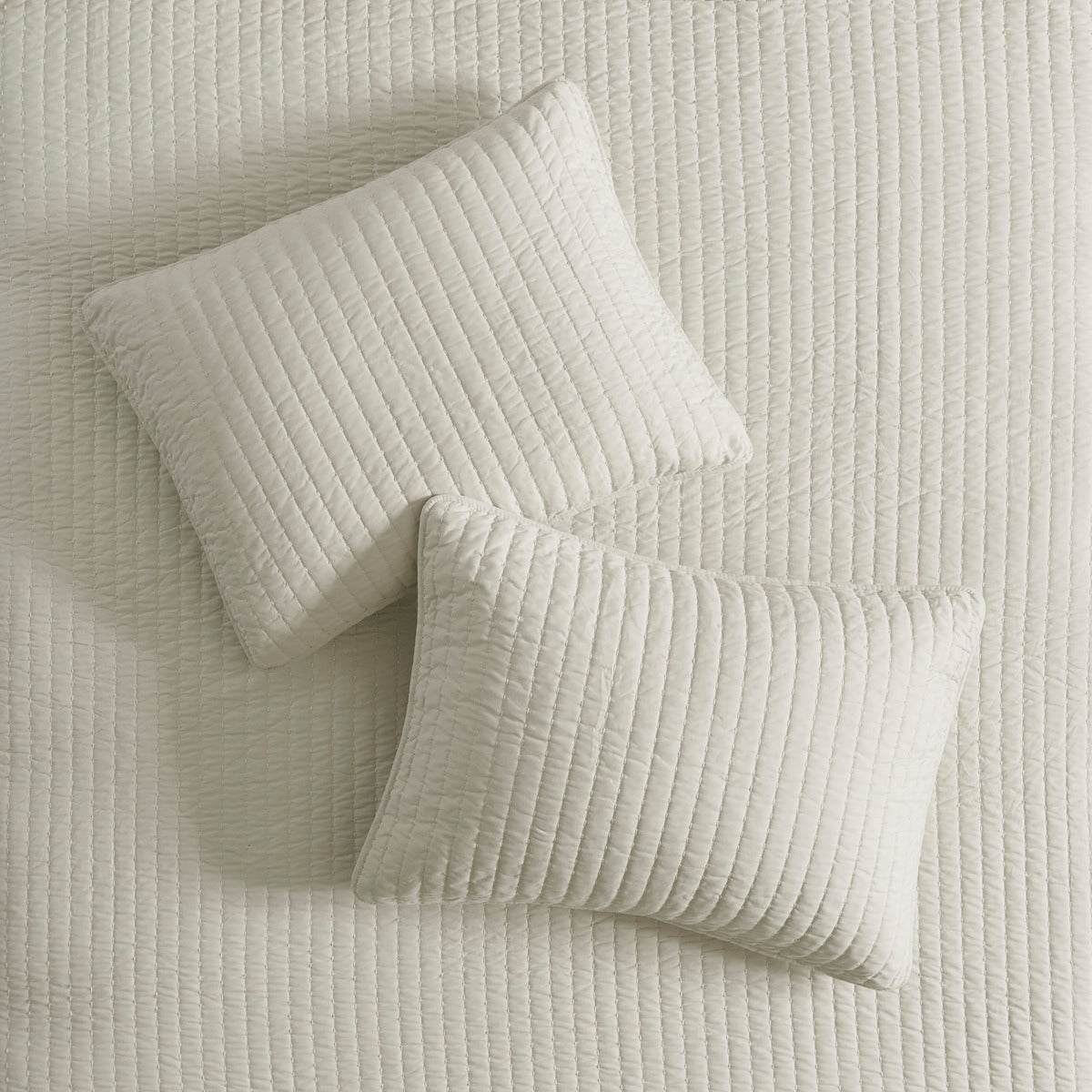 3 Piece Quilt Set Cream Full Queen Full Cream Cotton
