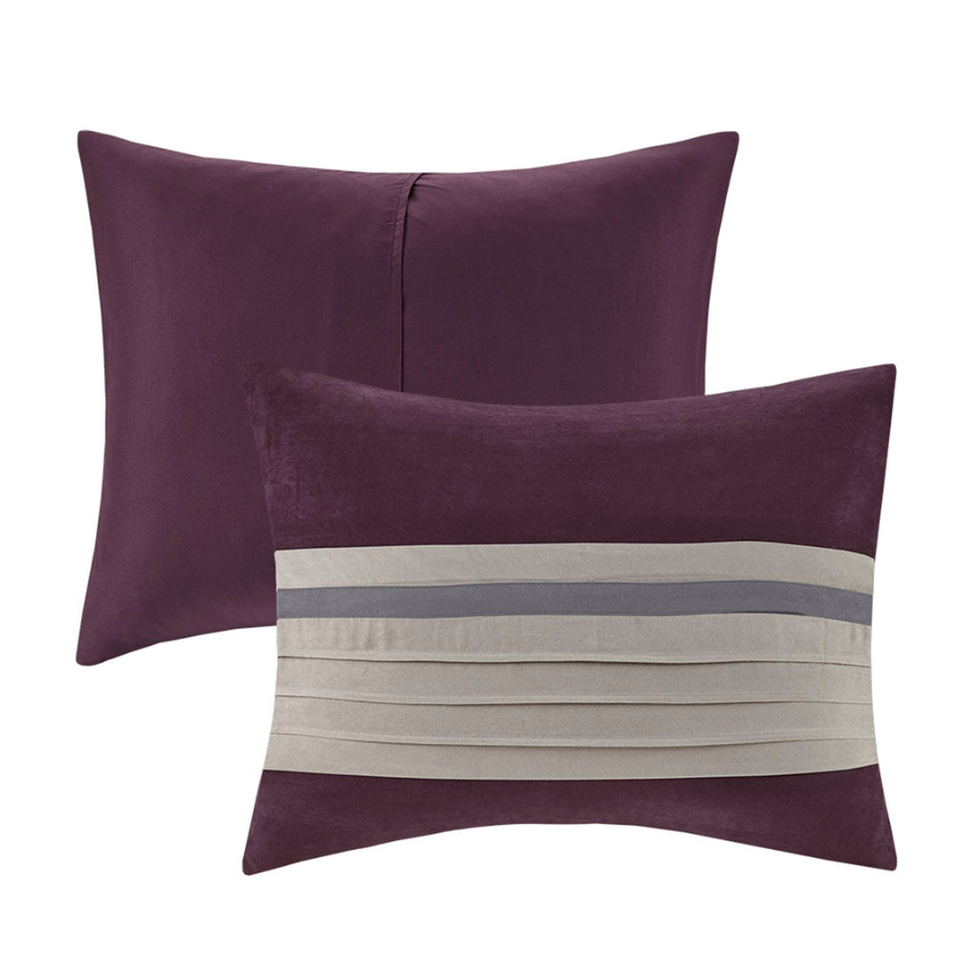 7 Pc Pieced Faux Suede Comforter Set Purple King King Purple Polyester