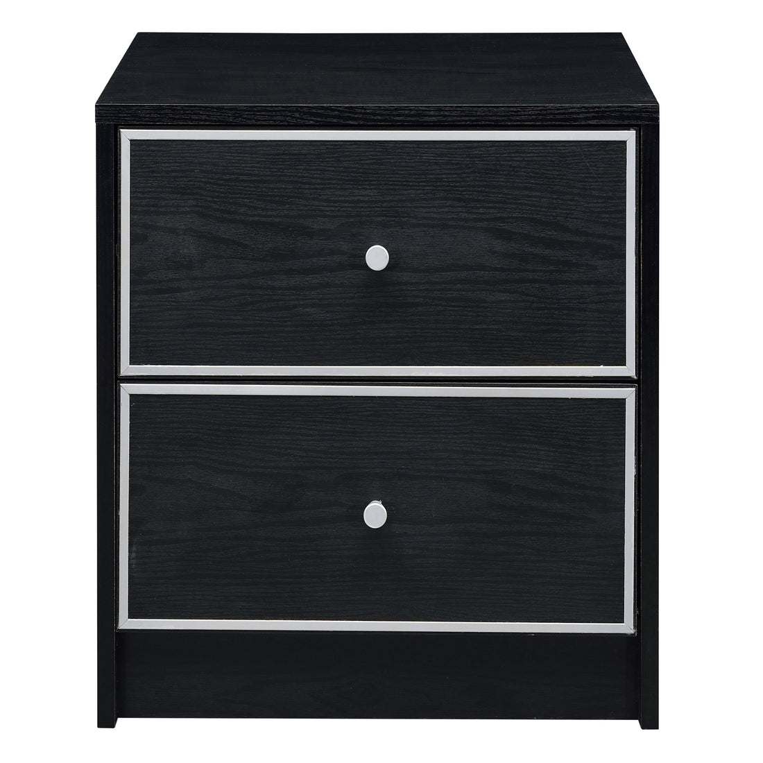 Black And Silver 2 Drawer Nightstand Black And Silver 2 Drawers Bedroom Industrial Wood Metal