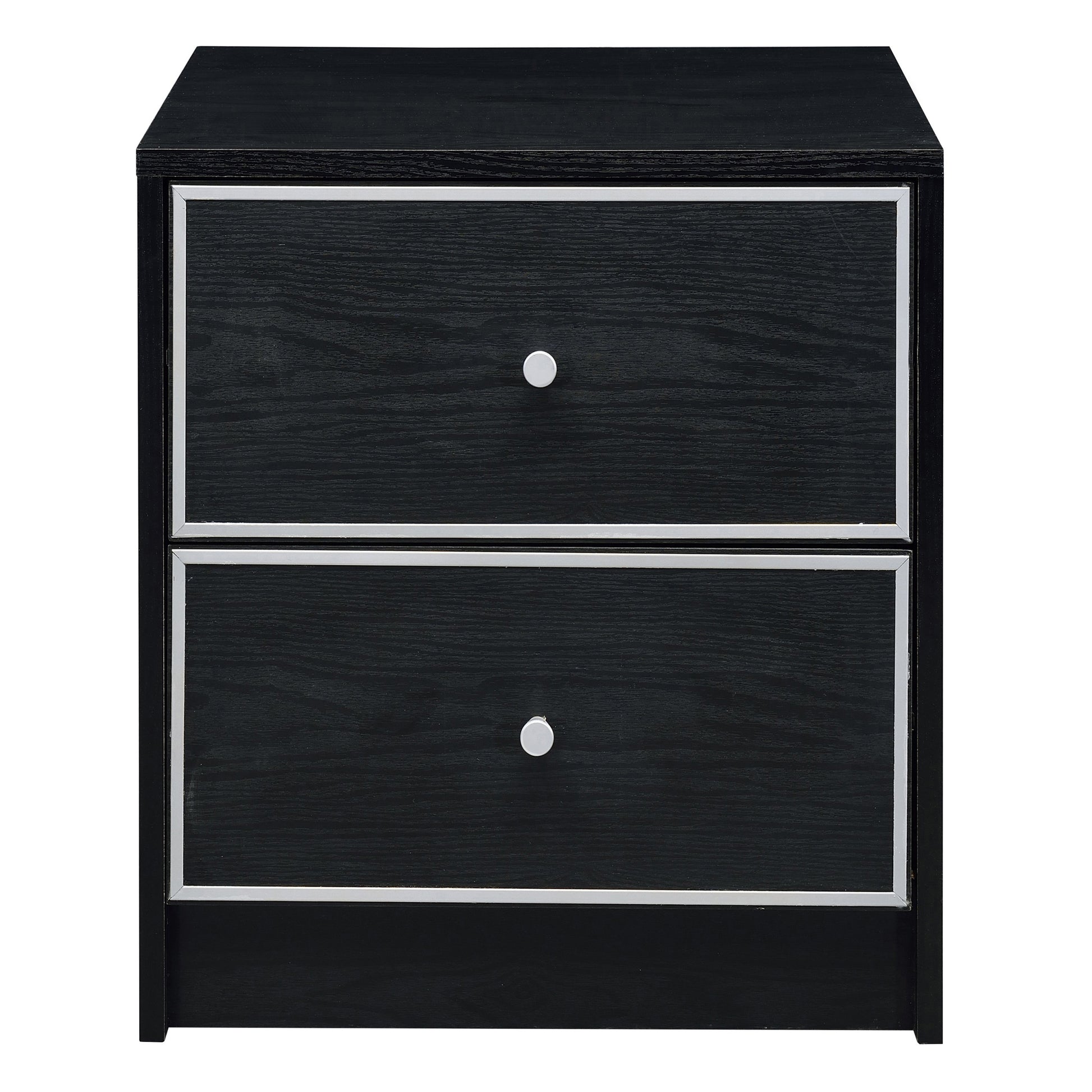 Black And Silver 2 Drawer Nightstand Black And Silver 2 Drawers Bedroom Industrial Wood Metal