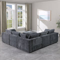 Modular Sectional Sofa, Convertible L Shaped Sofa Couch, Modular Sectionals With Ottomans, 6 Seat Sofa Couch With Reversible Chaise For Living Room. Chenille Grey Grey Chenille Fabric 6 Seat