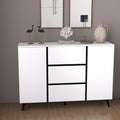 3 Drawers And 2 Doors Light Luxury Sideboard Buffet Cabinet White Wood