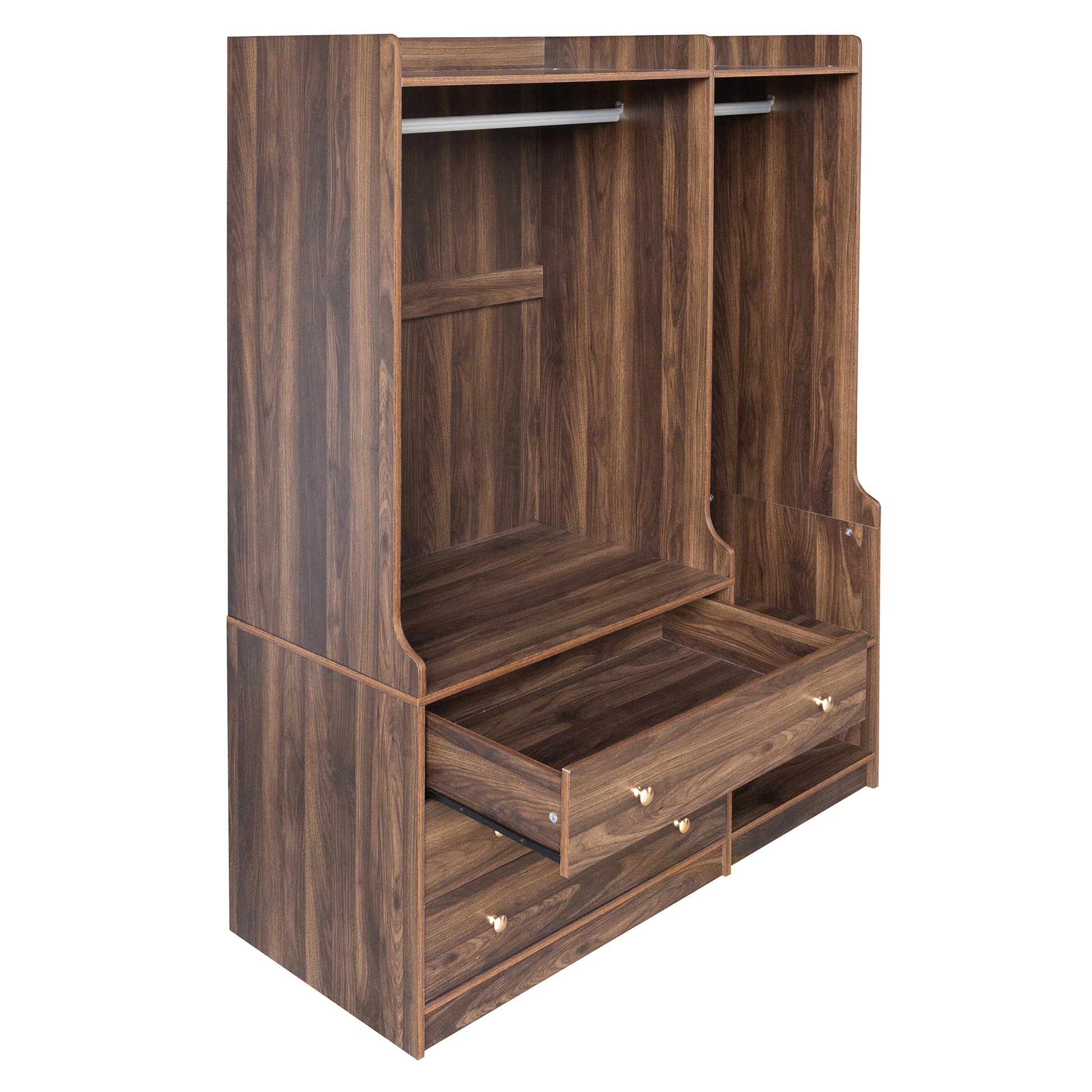 Open Wooden Wardrobe Storage For Bedroom, Brown Brown Particle Board