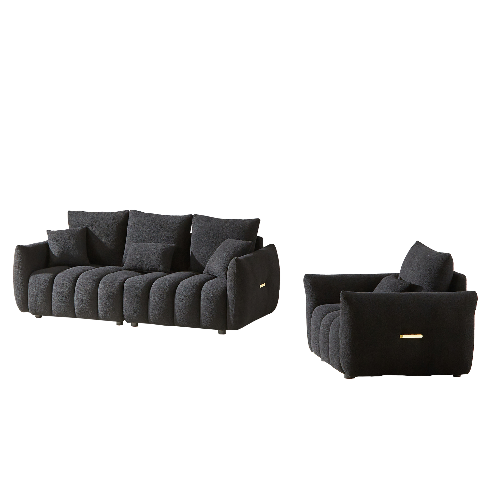 3 Seater 1 Seater Combo Sofa Modern Living Room Sofa, Teddy Sofa, Wooden Frame, 4 Cushions, Apartment Sofa Furniture Black Wood Primary Living Space Pine Foam Fabric 4 Seat