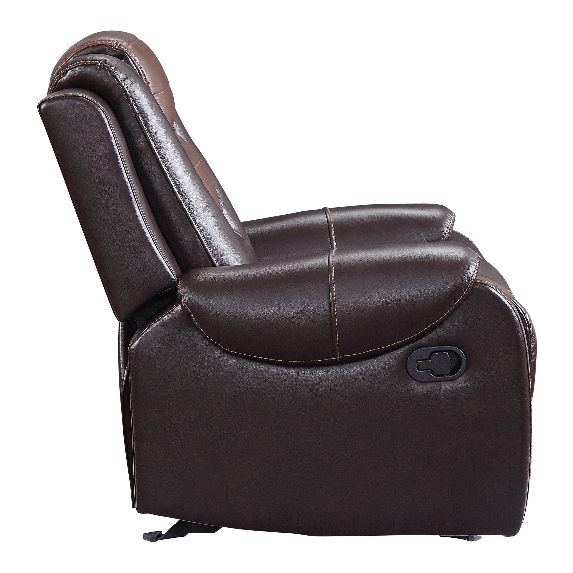 Modern Luxury Living Room Sofa Set 3Pc Reclining Sofa Loveseat Glider Reclining Chair Formal Furniture Premium Faux Leather Upholstery Comfortable Two Tone Brown Finish Dark Brown,Light Brown Faux Leather Wood Primary Living Space Luxury,Modern
