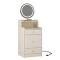 3 In 1 Vanity Desk With Mirror And Light ,Small Makeup Vanity Set With Charging Station, With 2 Drawers And Open Storage Space, With Upholstered Stool, Compact Dressing Table Writing Desk For Small Sp Light Yellow Mdf