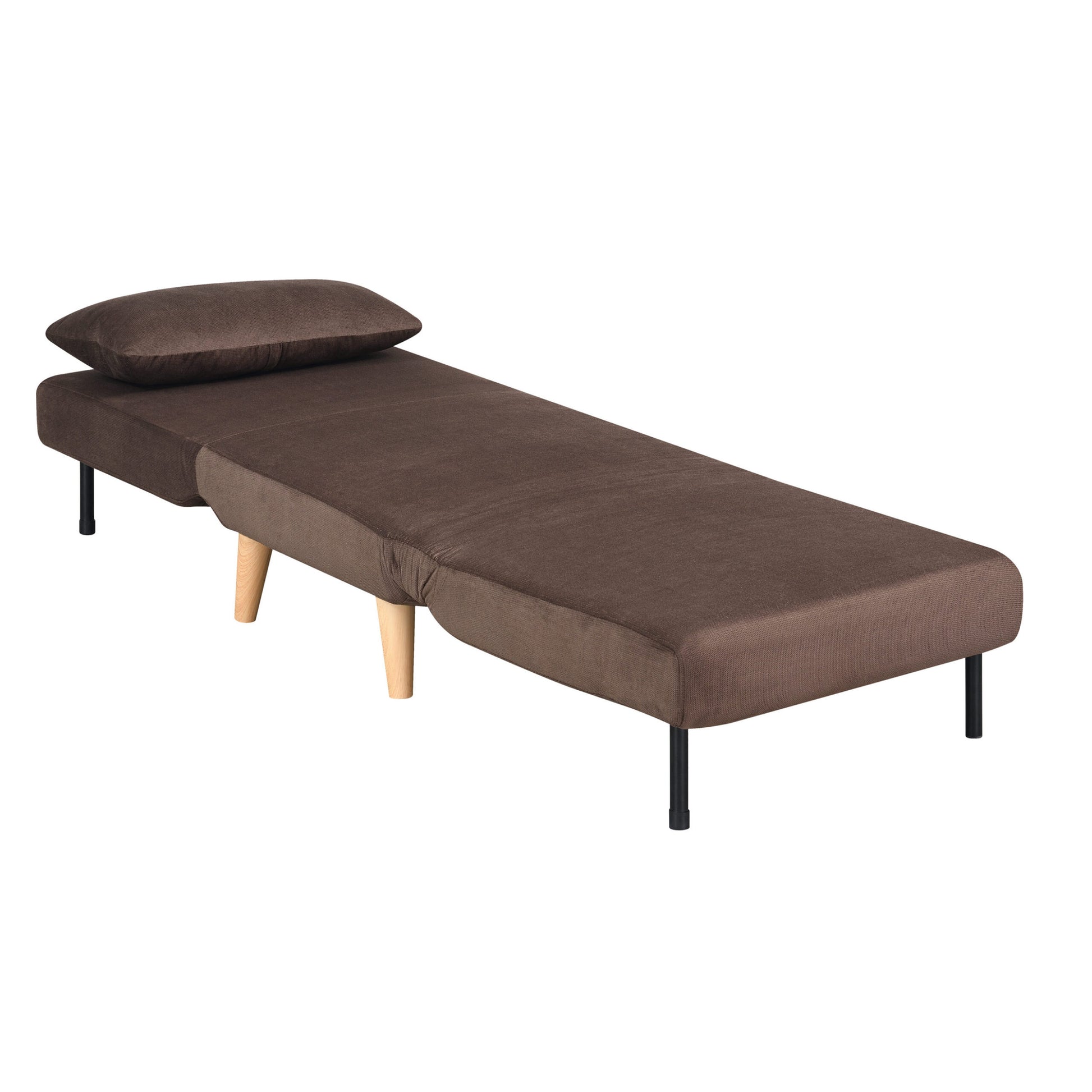 1Pc Sofa Futon Convertible Sleeper Modern Sleek Active Reclining Chair Chaise Sleeper Day Bed Stylish Contemporary Accent Chair Brown Brown Contemporary,Modern Wood