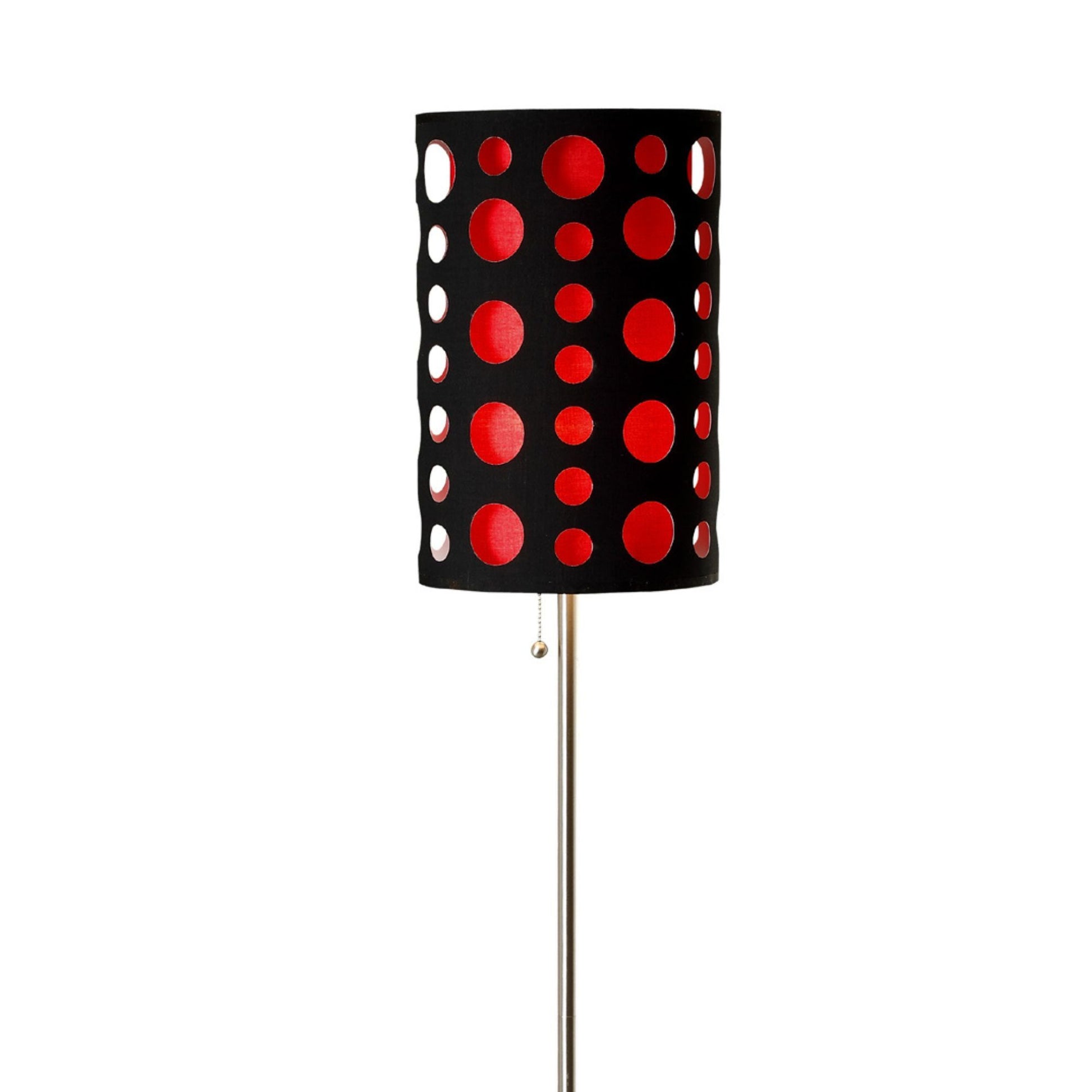 66" Tall Metal Floor Lamp, Retro Design With Black And Red Shade Multicolor Metal