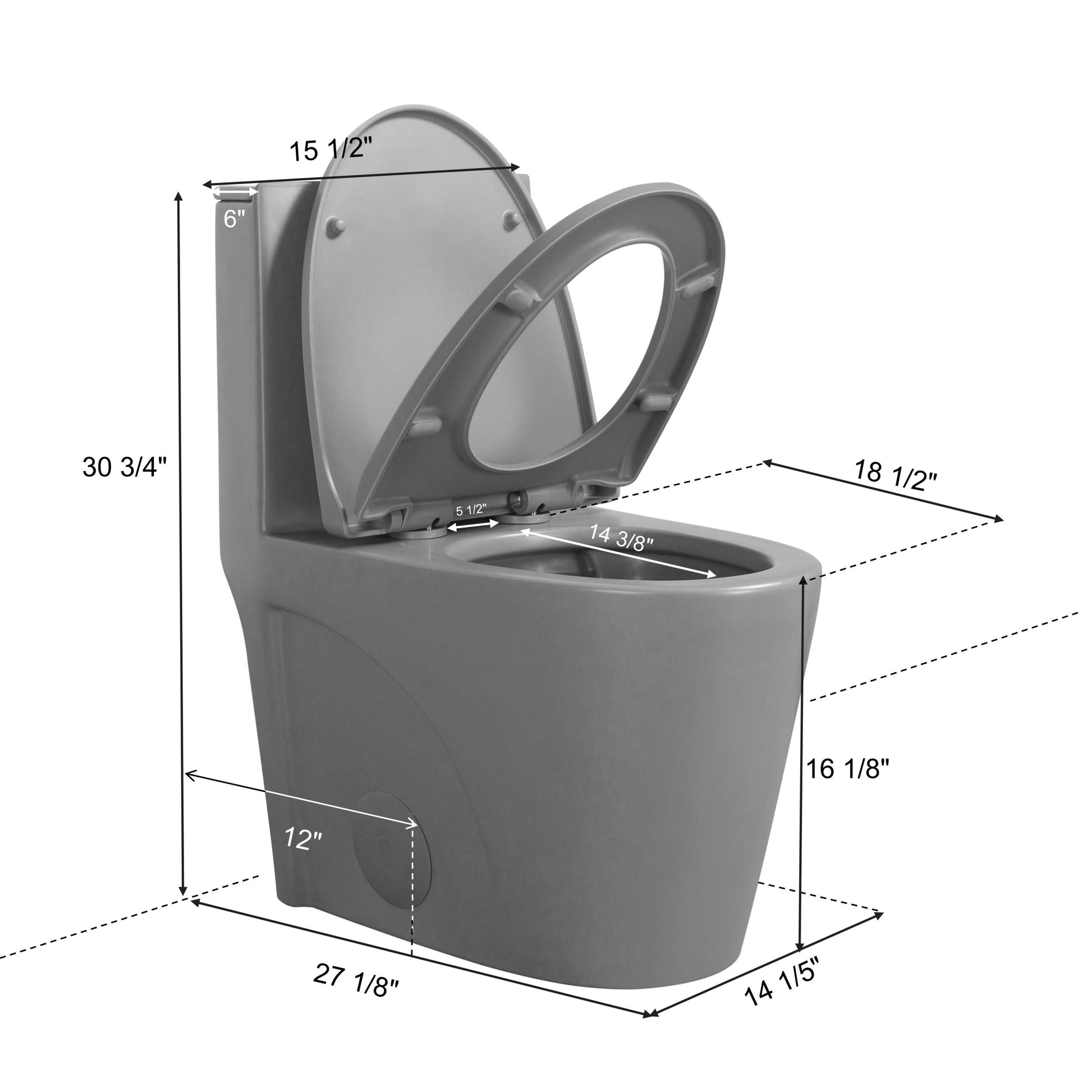 1.1 1.60 Gpf Dual Flush One Piece Toilet, Water Saving Elongated Comfort Height Floor Mounted, Soft Close 1000 Gram Map Flushing Score Toilet, Light Grey 23T01 Lg Light Grey Ceramic