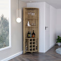 Essential Corner Bar Cabinetthree Shelves, Eight Built In Wine Rack, Two Side Shelves Beige Primary Living Space Modern Shelves Included Particle Board