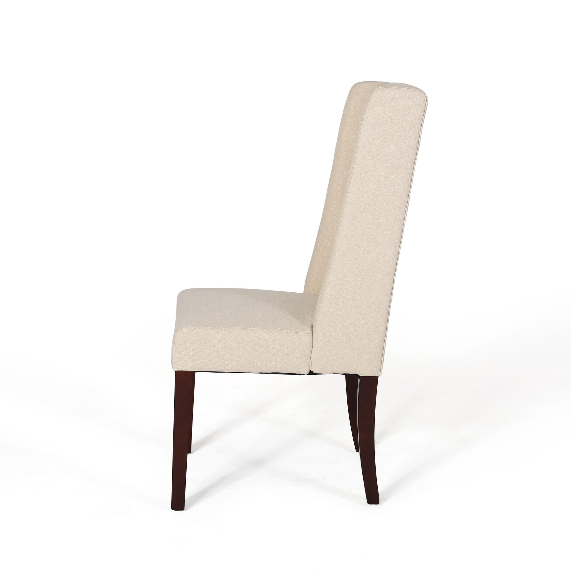 Dining Chair Beige Wood Fabric