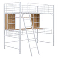 Twin Size Loft Bed With Desk And Shelfloft Bed With Ladder,Twin,White Twin White Metal