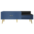 Modern Shoe Storage Bench With Hidden Storage And Upholstered Cushions For Bedside, Living Room And Entryway Navy Navy Mdf Metal