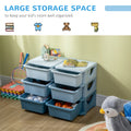 Qaba 3 Tier Kids Storage Unit, 6 Drawer Chest Toy Organizer Plastic Bins For Kids Bedroom Nursery Kindergarten Living Room For Boys Girls Toddlers, Blue Blue Plastic